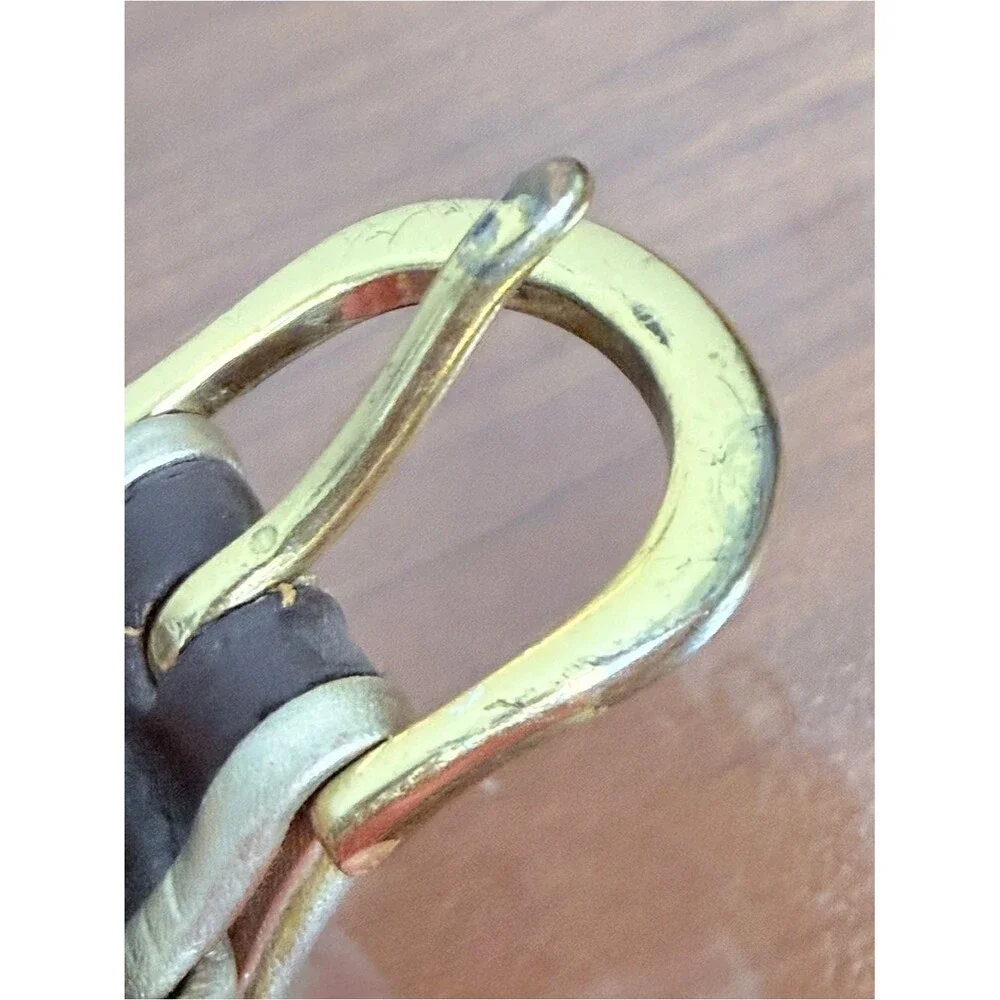 Lauren Ralph Lauren Brown Leather Belt with Gold Trim M